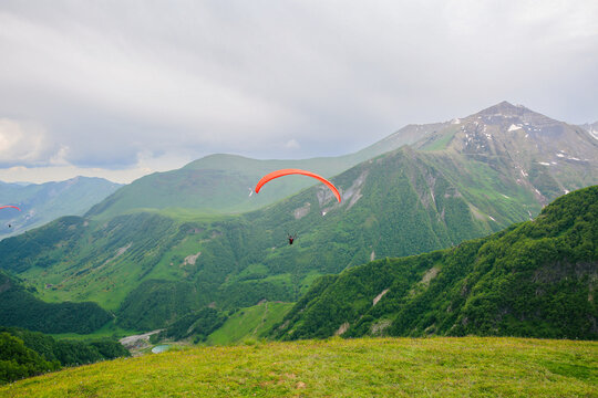Red Paraglider in Georgia