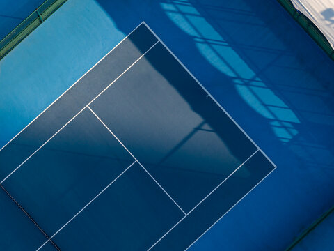 Abstract Aerial View of Empty Tennis Court