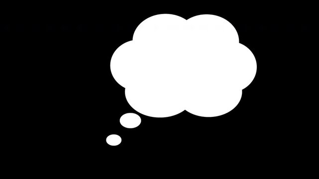 Animated thought bubble on alpha channel, comic cloud thinking icon and brainstorming motion graphic
