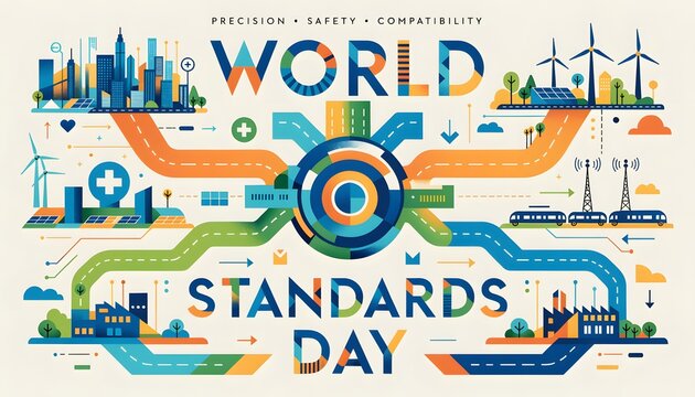 World standards day infographic illustration with city