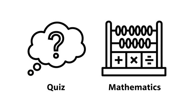 Quiz thought bubble and abacus calculator math icons with question