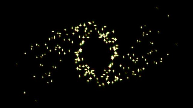 Elegant two lines of magical twinkle doodle stars trail. glowing fairy sparkle line burst. on a smooth black screen animation background.4k
