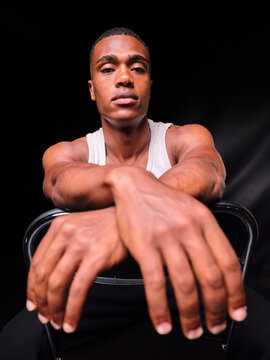 African American man looking serious with crossed hands