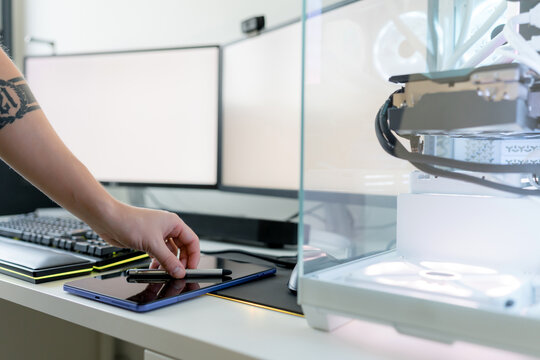 Young man use AI tool with gaming computer