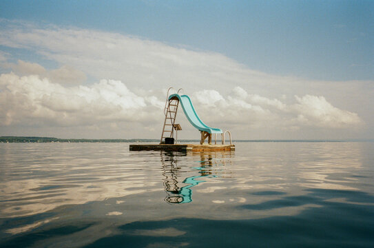 Landscape swimming on slide  Lake film