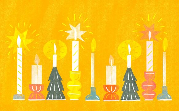 Festive Christmas Candles of Different Heights