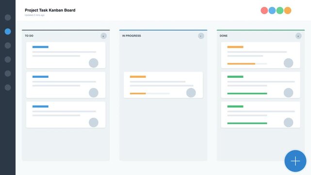 Animated Kanban Board Interface Dragging Task to Done