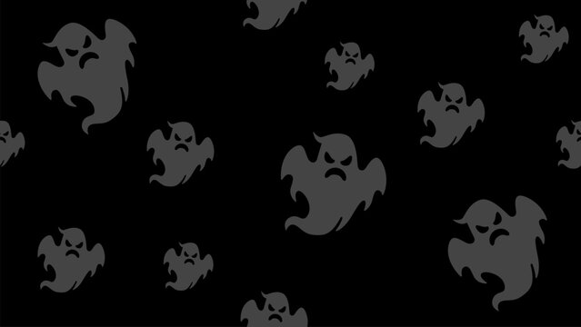 Spooky Dark Ghost Seamless Pattern Halloween Horror Background