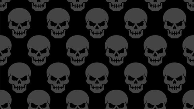 Dark Skull Seamless Pattern Black Gothic Halloween Background