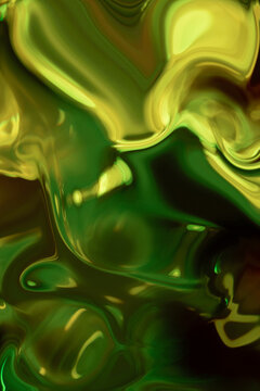 Abstract green and yellow liquid glass background