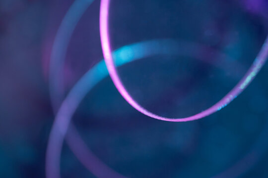 Abstract neon light circle for science technology background