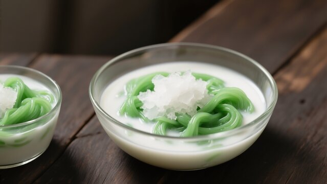 Lod chong coconut dessert with crushed ice