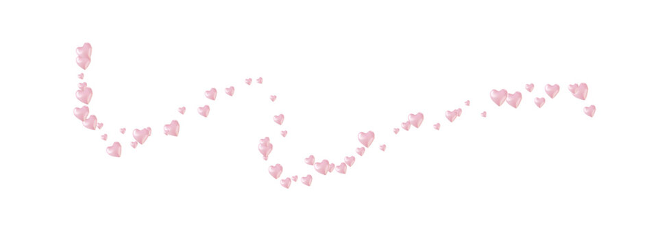 Vector pink heart confetti swoosh isolated on the transparent background.