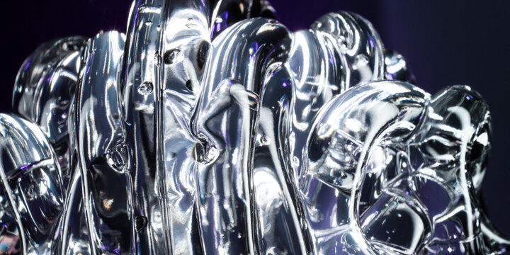Abstract chrome liquid texture with reflective metallic forms