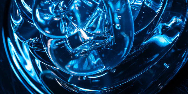 Blue transparent glass texture with abstract reflections