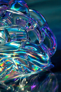 Iridescent glass abstract with colorful refracted light