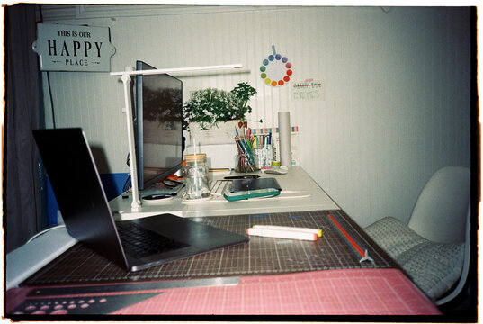 Workspace Laptop Plants Color