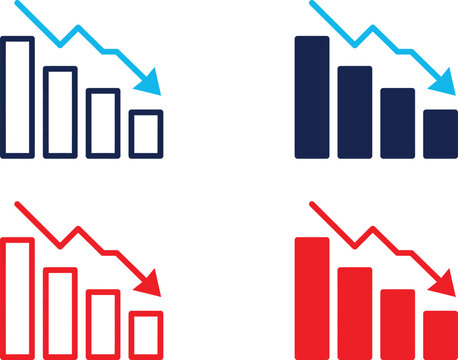 Set of Four Declining Bar Chart Icons