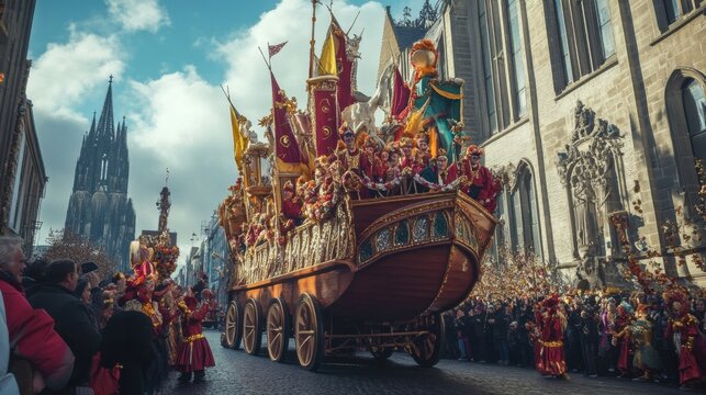 ornate float parade medieval festival