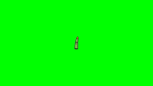 Animated cigarette lighter ignites and burns on green screen background.