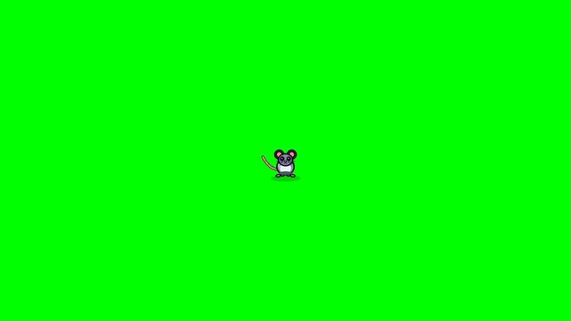 Small cartoon mouse animation on a green screen background.
