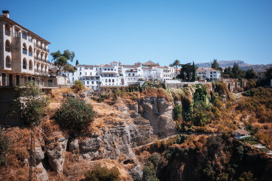 Historic Ronda townscape above El Tajo gorge in Spain