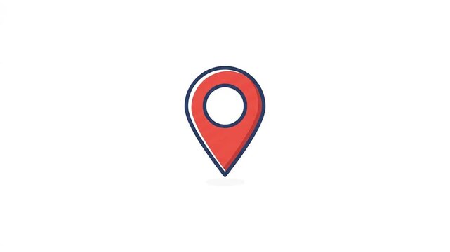 Simple 2D Vector Location Pin Icon Bouncing Motion Graphic