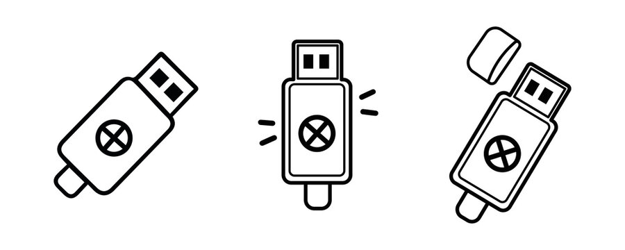 Hardware security key USB flash drive icons for secure data storage and authentication.
