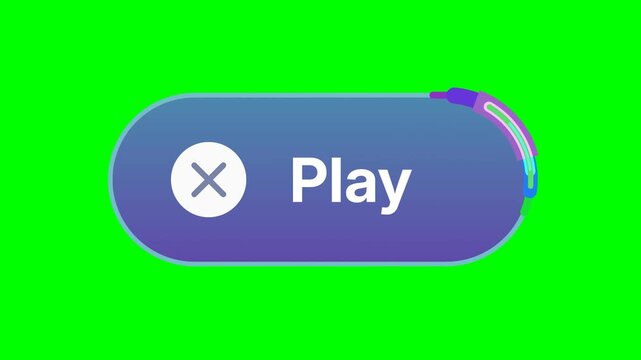 Animated play button with orbiting line on green screen