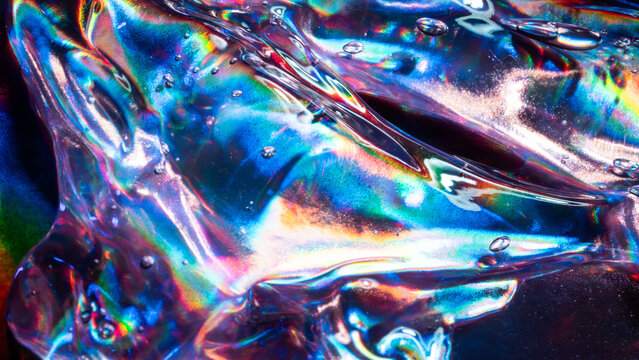 Iridescent liquid texture with abstract science background