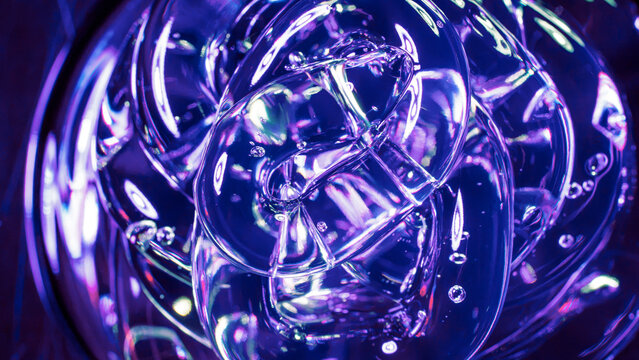 Abstract glass sphere with violet scientific light refraction