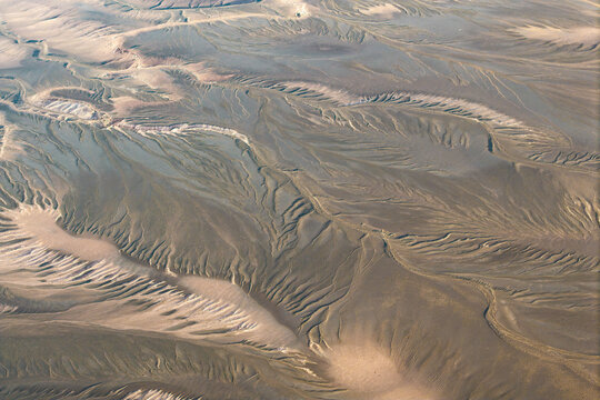 Abstract aerial view of eroded earth texture and terrain