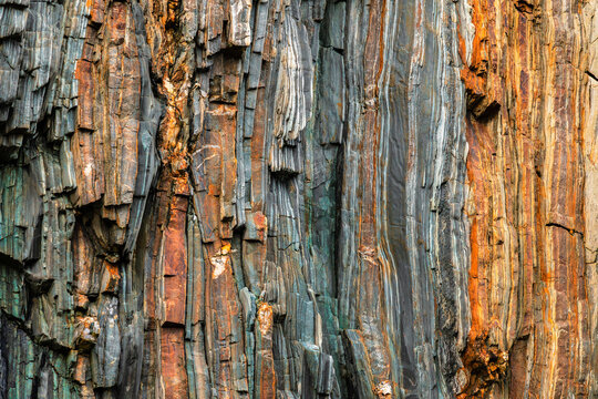 Colorful sedimentary rock layers as natural geological texture