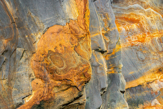 Abstract geological formation with colorful sedimentary layers