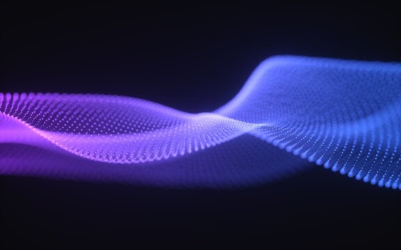 Abstract blue and purple particle mesh wave background
