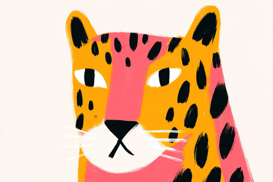 Colorful leopard illustration for children's wall art