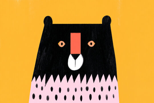 Colorful bear animal illustration for children's art