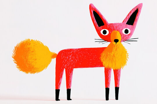 Colorful fox animal illustration for children's art design