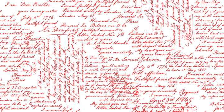 Old vintage handwritten letter with cursive script ink text on aged paper background for historical document