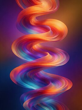 Abstract flowing ribbon swirl with neon gradient background
