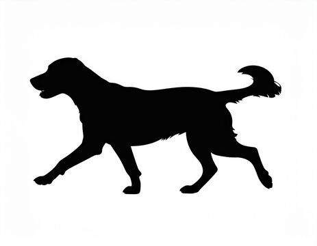 Black Silhouette of a Walking Dog isolated on White Background - Minimalist Vector Illustration for Pet Care and Animal Branding.