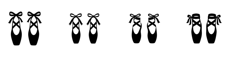 Ballet pointe shoes in en pointe position, flat vector icon for dance apps, websites, and creative design. © Umacharan Roy