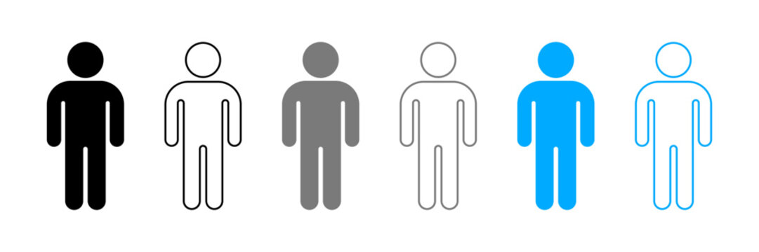 Minimalist People Icon. Modern Person Symbol, Human Figure Element for User Profile, Business App, and Web Design. Vector Illustration