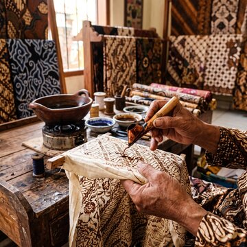 Artist creating traditional batik 