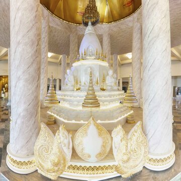 The exquisitely crafted central shrine (chedi inside), main pagoda, Wat Phra That Sorn Kaew Buddhist temple complex, Khao Kho Mountains, Phetchabun Province, Isan, Thailand