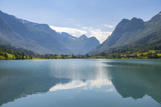 Lake Oldevatnet with Bergen, Olden, Stryn, Vestland, Norway