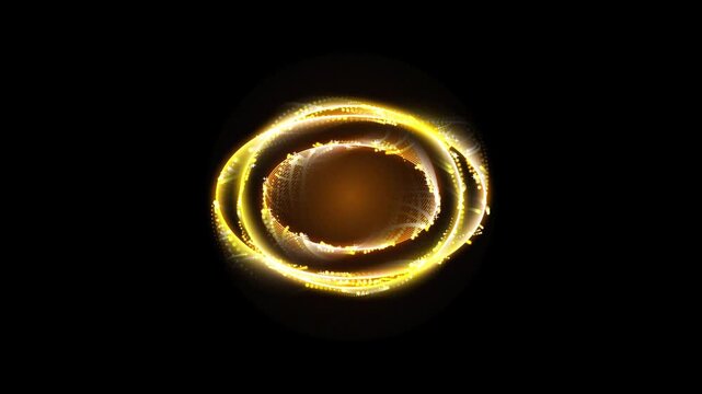 Golden Gyroscope Spinning Abstract Light Trails in Darkness Showing Motion Dynamics