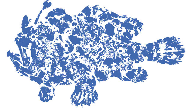 Giant frogfish Gyotaku fishing ink print 001