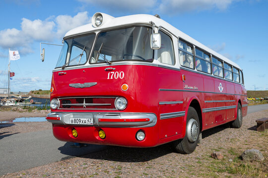 KRONSTADT, RUSSIA - SEPTEMBER 14, 2019: A Hungarian bus of the Ikarus 55.14 Lux on a sunny summer day.