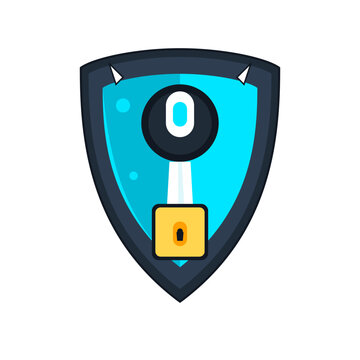 Cyber security shield padlock vector illustration for technology firms